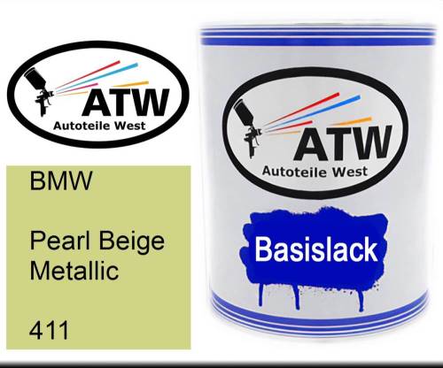 BMW, Pearl Beige Metallic, 411: 1L Lackdose, von ATW Autoteile West.